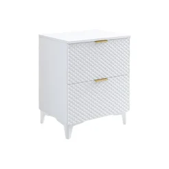 Mobile bagno a terra 61cm 2 cassetti bianco frontali decorati Konny