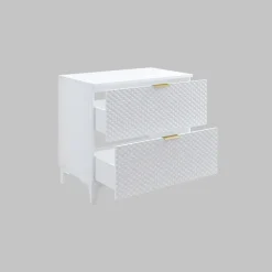 Mobile bagno a terra 81cm 2 cassetti bianco frontali decorati Konny
