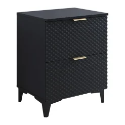 Mobile bagno a terra 61cm 2 cassetti nero frontali decorati Konny