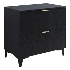 Mobile bagno a terra 81cm 2 cassetti nero frontali decorati Konny