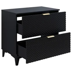 Mobile bagno a terra 81cm con colonna nero frontali decorati Konny