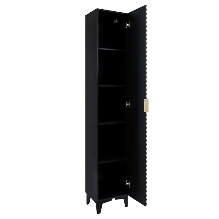 Mobile bagno a terra 81cm con colonna nero frontali decorati Konny