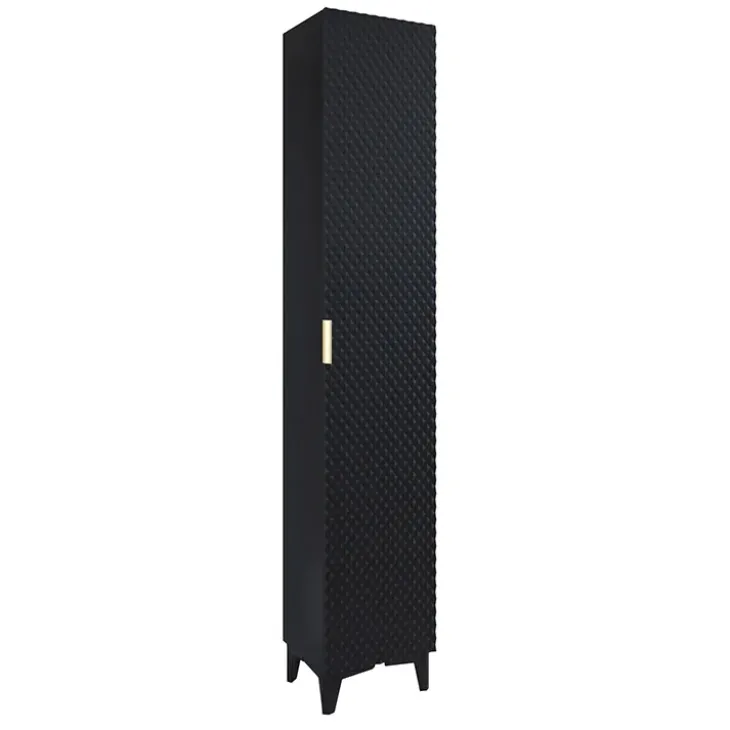 Mobile bagno a terra 61cm con colonna nero frontali decorati Konny