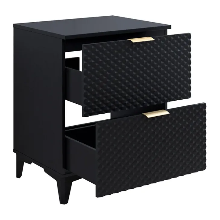 Mobile bagno a terra 61cm con colonna nero frontali decorati Konny