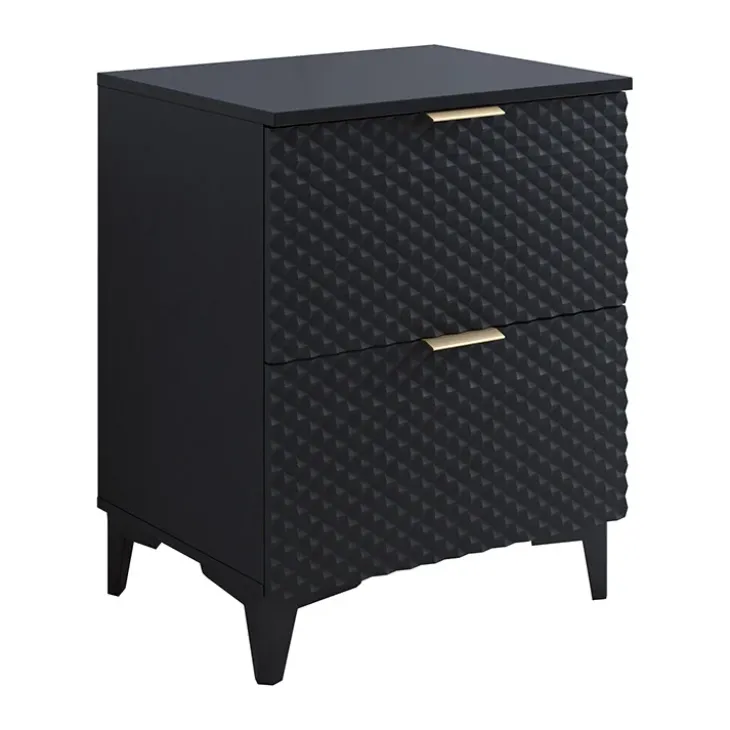 Mobile bagno a terra 61cm con colonna nero frontali decorati Konny