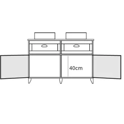 Mobile bagno a terra 120cm con doppio lavabo 2 ante 2 cassetti bianco rovere Ilias
