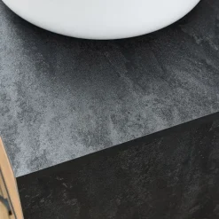 Mobile bagno a terra 120cm con doppio lavabo e colonna rovere antracite Crown