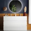Mobile bagno a terra 122cm con doppio lavabo e specchio bianco lucido Moon