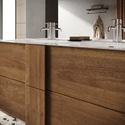 Mobile bagno a terra 120cm con doppio lavabo e specchio rovere scuro Alvarez