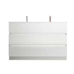 Mobile bagno a terra 120cm con doppio lavabo 3 cassetti bianco lucido Moon