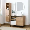 Mobile bagno a terra 100cm con lavabo 1 anta 1 cassetto rovere bianco Jasmund