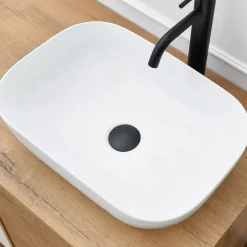 Mobile bagno a terra 100cm con lavabo 1 anta 1 cassetto rovere bianco Jasmund