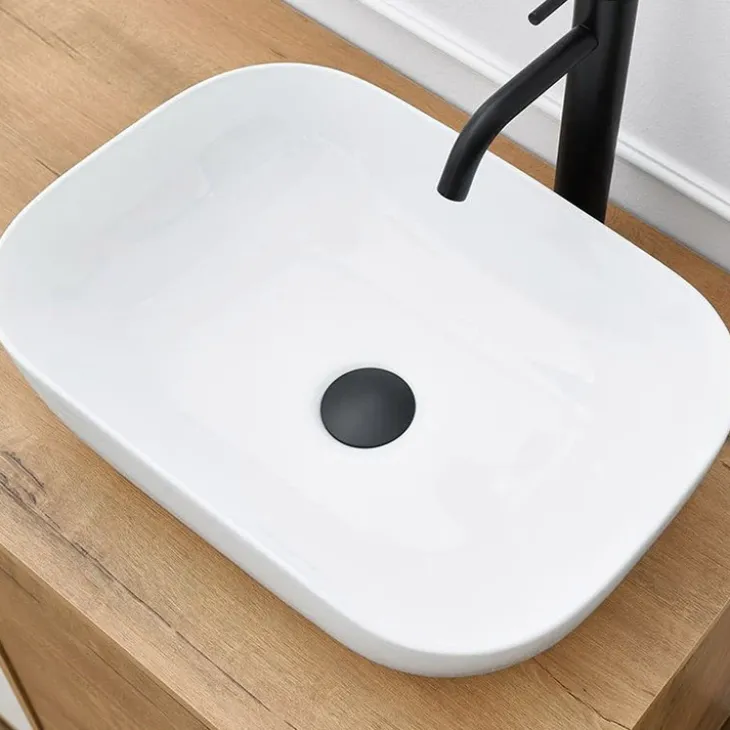 Mobile bagno a terra 100cm con lavabo 1 anta 1 cassetto rovere bianco Jasmund
