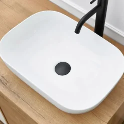 Mobile bagno a terra 100cm con lavabo e colonna 3 ante 1 cassetto rovere bianco Jasmund