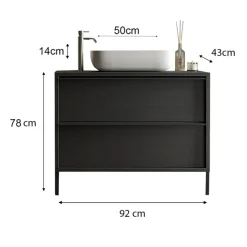 Mobile bagno a terra 92cm con lavabo nero frassinato Absolut