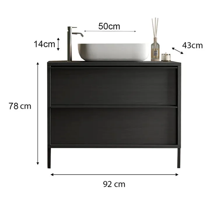 Mobile bagno a terra 92cm con lavabo nero frassinato Absolut