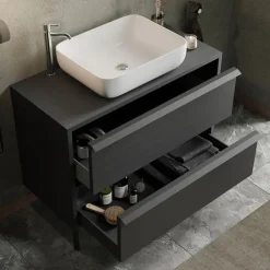 Mobile bagno a terra 92cm con lavabo nero frassinato Absolut