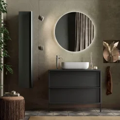 Mobile bagno a terra 105cm con lavabo 2 cassetti nero frassinato Absolut