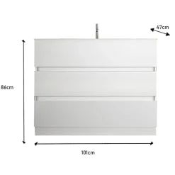 Mobile bagno a terra 100cm con lavabo e specchio bianco lucido Moon