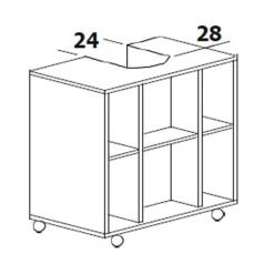 Mobile bagno a terra 64cm con ruote 1 anta rovere bianco Irma