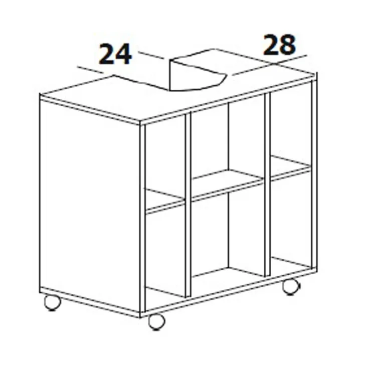 Mobile bagno a terra 64cm con ruote 1 anta rovere bianco Irma