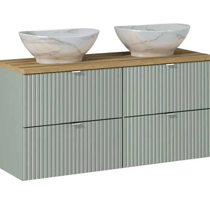 Mobile bagno sospeso cannettato 120cm verde salvia rovere Greeny