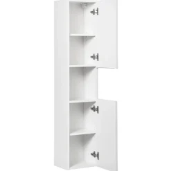 Mobile bagno sospeso cannettato 100cm con lavabo e colonna bianco rovere Cleany