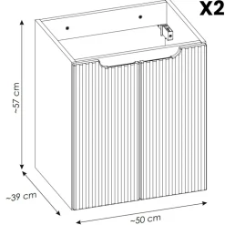 Mobile bagno sospeso cannettato 120cm 4 ante e 2 vani bianco rovere Cleany
