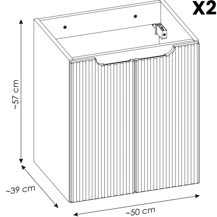 Mobile bagno sospeso cannettato 120cm 4 ante e 2 vani bianco rovere Cleany