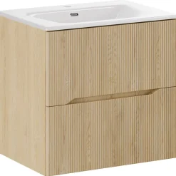 Mobile bagno sospeso cannettato 60cm con lavabo rovere Pretty