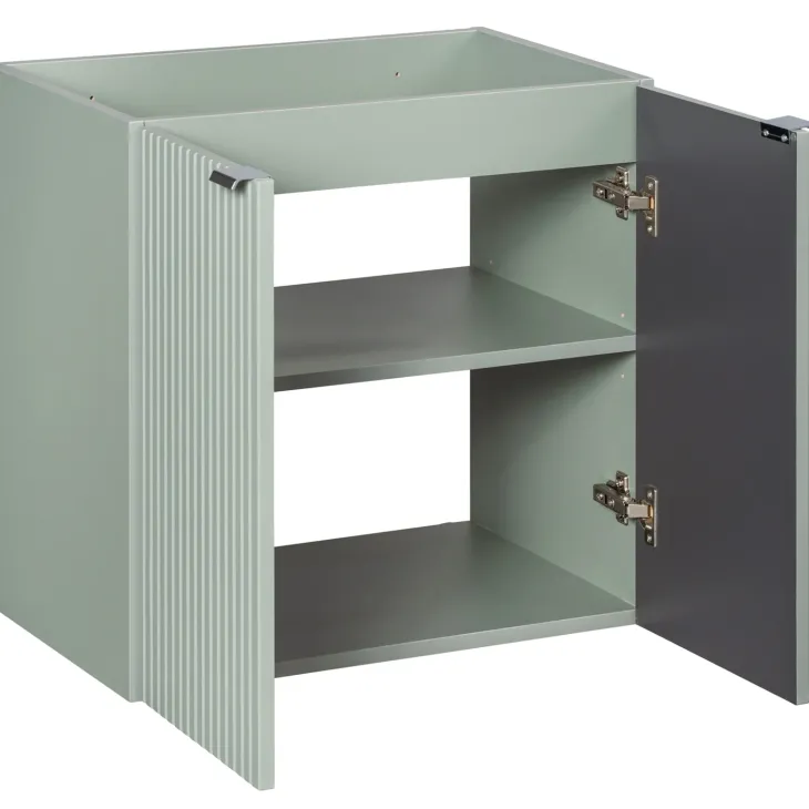 Mobile bagno sospeso cannettato 140cm 5 ante verde salvia rovere Greeny