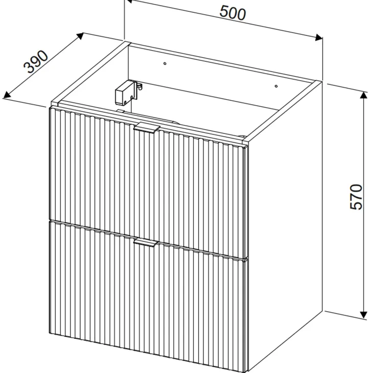 Mobile bagno sospeso cannettato 50cm con lavabo, specchio e colonna verde salvia rovere Greeny