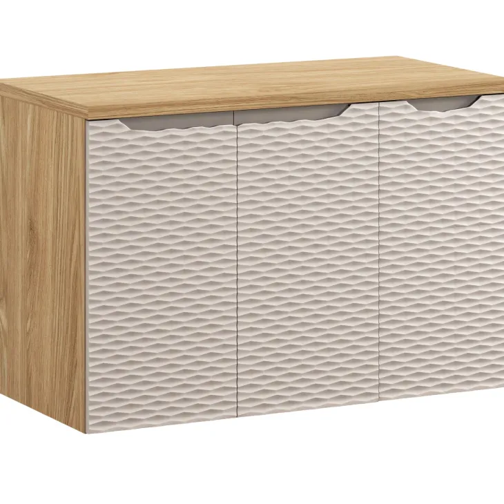Mobile bagno sospeso 90cm 3 ante beige rovere Swim