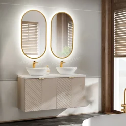 Mobile bagno sospeso 120cm 4 ante beige cashmere Neutry
