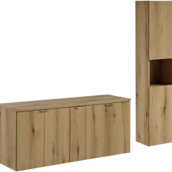 Mobile bagno sospeso 140cm 4 ante con colonna rovere Rovery