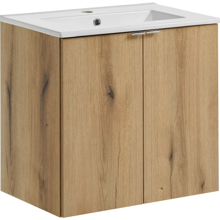 Mobile bagno sospeso 60cm 2 ante con lavabo rovere Rovery