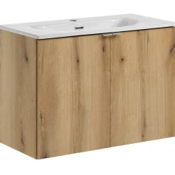 Mobile bagno sospeso 80cm 2 ante con lavabo rovere Rovery