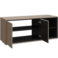 Mobile bagno sospeso 120cm 2 ante e 2 vani a giorno tortora nero Linda