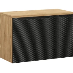 Mobile bagno sospeso 90cm 3 ante nero rovere Swim