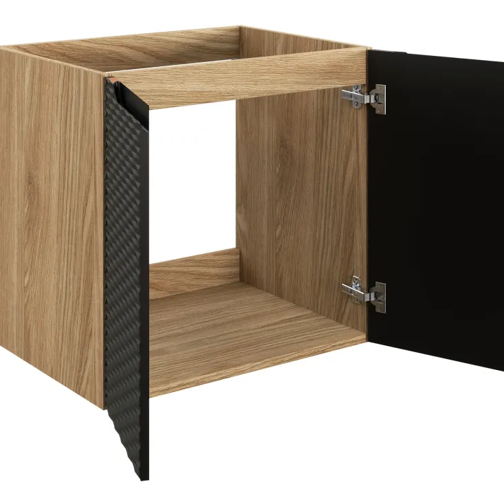 Mobile bagno sospeso 90cm 3 ante nero rovere Swim