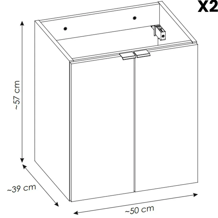 Mobile bagno sospeso 100cm 4 ante rovere nero Rovery
