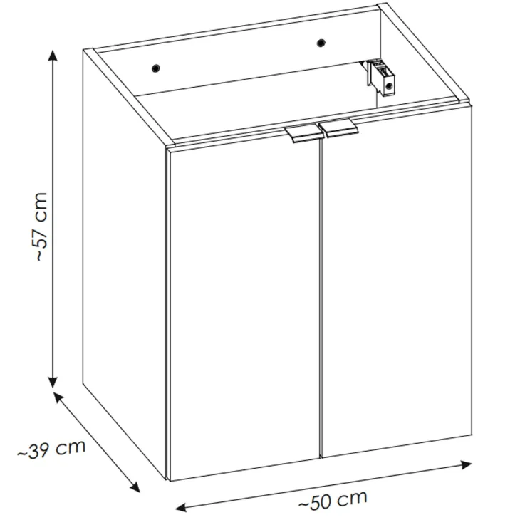Mobile bagno sospeso 50cm 2 ante rovere nero Rovery