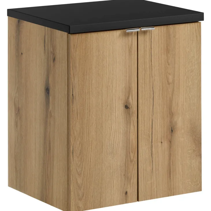 Mobile bagno sospeso 50cm 2 ante rovere nero Rovery