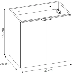 Mobile bagno sospeso 60cm 2 ante rovere nero Rovery