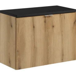 Mobile bagno sospeso 80cm 2 ante rovere nero Rovery