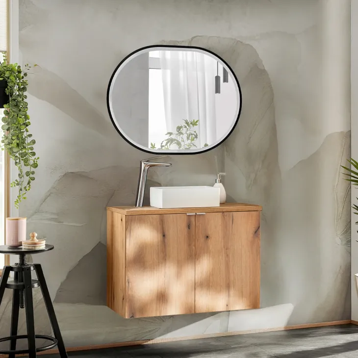 Mobile bagno sospeso 80cm 2 ante rovere Rovery