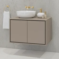 Mobile bagno sospeso 78cm 2 ante tortora nero Linda