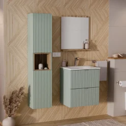 Mobile bagno sospeso 50cm cannettato con lavabo 2 cassetti verde salvia Greeny