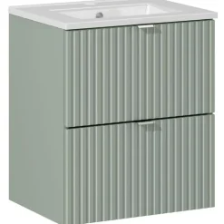 Mobile bagno sospeso 50cm cannettato con lavabo 2 cassetti verde salvia Greeny