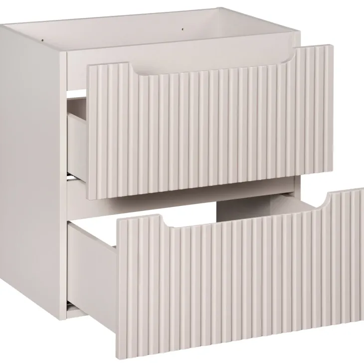 Mobile bagno sospeso 80cm cannettato 2 cassetti e vani beige rovere Cleany